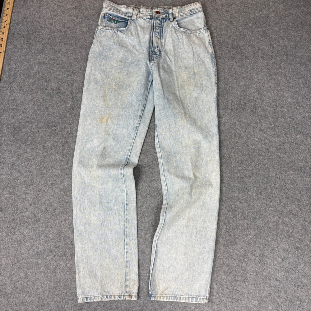 Vintage Express Jeans 31x34 Acid Wash Light Blue High Waisted Straight Leg‎ 90s